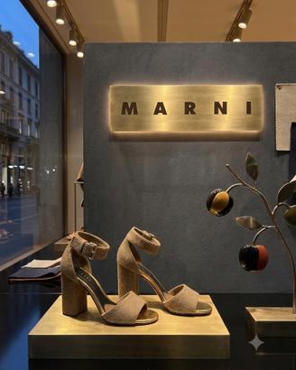 Sandali scarpe Marni originali 40 oro pelle feltro
