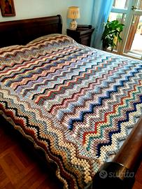 coperta matrimoniale in lana realizzata a mano 