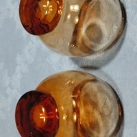 Set di due bicchieri di vetro ambrato anni ' 50