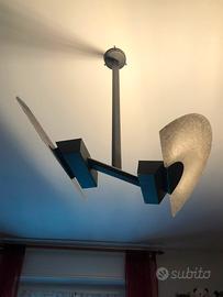 Lampadario vetro cristalli colorati