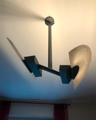Lampadario vetro cristalli colorati