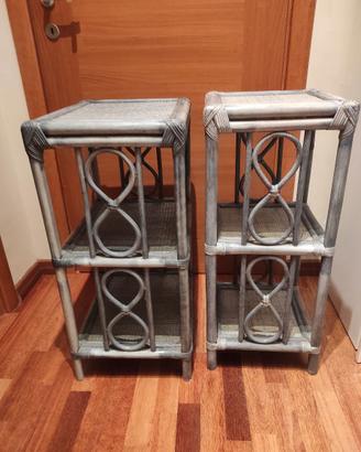 Comodini/ scaffali in rattan