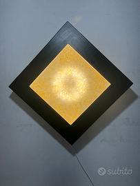 Lampada parete quadrata 40cm legno/vetro