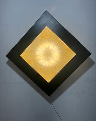 Lampada parete quadrata 40cm legno/vetro