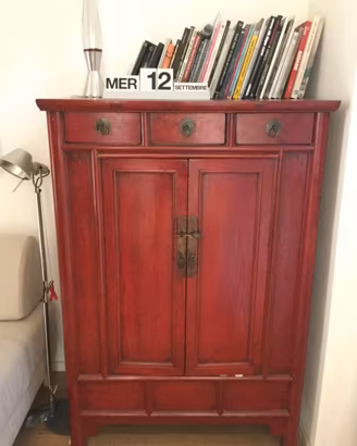 Armadio Nuziale Cinese Laccato Rosso