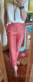 Pantaloni Souvenir in misto lino corallo