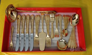 Set Posate in acciaio inox placcato ORO 23/24 Ct.