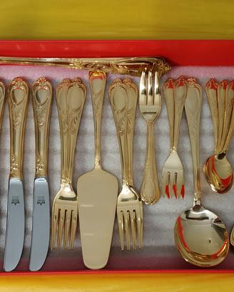Set Posate in acciaio inox placcato ORO 23/24 Ct.