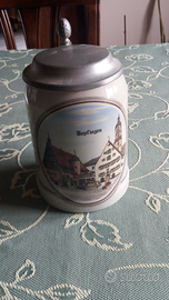 Boccale tedesco in ceramica e metallo