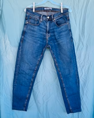 Jeans Zara Taglia 38 Blu Denim Slim Fit, Vita Alta