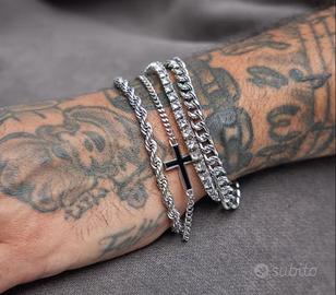 Set con 4 bracciali - Catena, Tennis e Croce