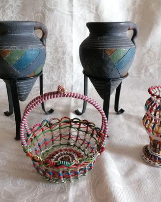 Vasetti Terracotta e Rame Filo Artigianato Nuovi