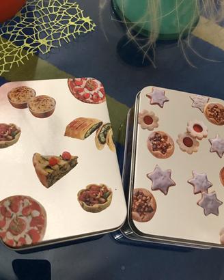 Scatole schede ricette illustrate dolci e salato