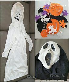 costume fantasma, decorazioni e maschera Halloween