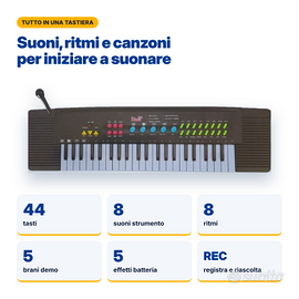 Tastiera Elettronica 44 Tasti Bambini + Microfono