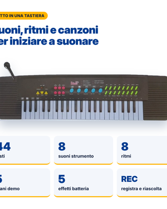 Tastiera Elettronica 44 Tasti Bambini + Microfono