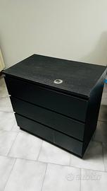 Cassettiera con 3 cassetti marrone-nero