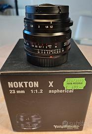 Voigtländer Nokton 23mm f1.2 Fujifilm X come nuovo
