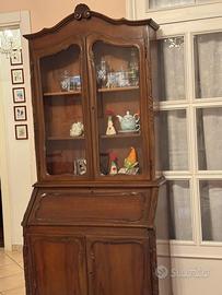 Segretario mobile classico in legno vetrina