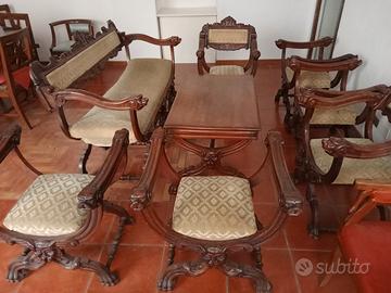 Salotto rinascimentale in noce fine '800