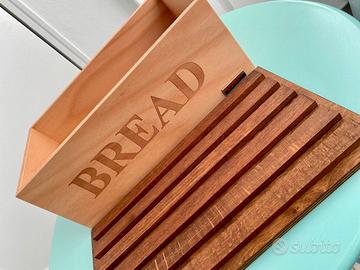 Portapane Bisetti con coperchio/tagliere in faggio