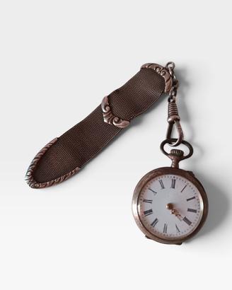 Orologio da tasca d'epoca in argento 800  catena