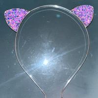 Frontino con orecchie di gatto glitter rosa