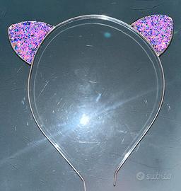 Frontino con orecchie di gatto glitter rosa