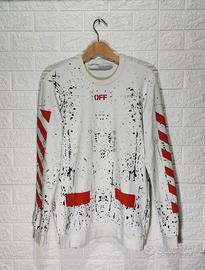 Felpa Off-White uomo bianca in cotone con stampa M