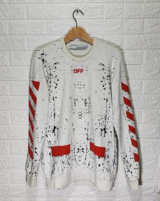 Felpa Off-White uomo bianca in cotone con stampa M