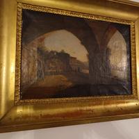 Quadro antico olio su tela XVIII secolo – veduta a