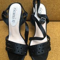 Scarpe Nere Aperte Tacco 12, Numero 35, Vera pelle