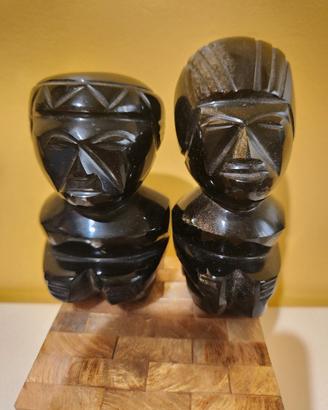 Statuine fermacarte in ossidiana nera precolombian