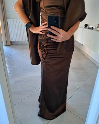 Vestito cerimonia 44 seta e raso bronzo