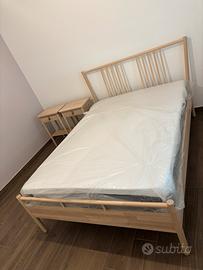 Letto Ikea BJÖRKSNÄS con materasso e 2 comodini