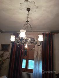 Lampadario ferro battuto e 2 applique da parete