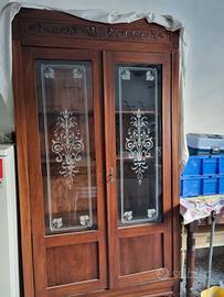 Vetrina libreria in legno stile Liberty