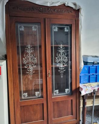 Vetrina libreria in legno stile Liberty