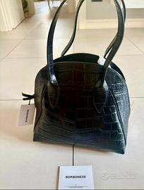 Borsa Borbonese Prestige in pelle cocco nera NUOVA