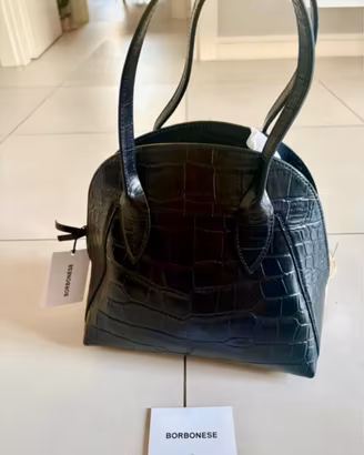 Borsa Borbonese Prestige in pelle cocco nera NUOVA
