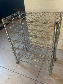 Carrello porta vini in acciaio cromato Higt Tech