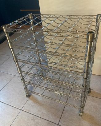 Carrello porta vini in acciaio cromato Higt Tech