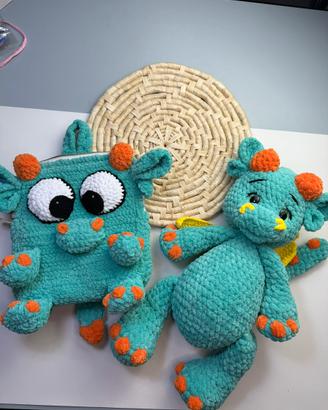 Set  Draghetto – Zainetto + Peluche Fatto a Mano