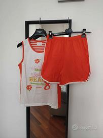 Pigiama arancione e bianco righe Tg. L