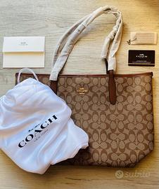 Coach City Tote Large monogramma marrone/beige
