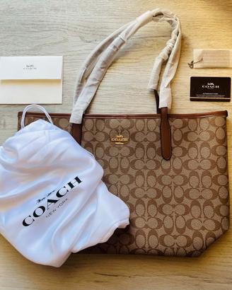 Coach City Tote Large monogramma marrone/beige