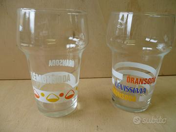 Bichieri vetro lemonsoda oransoda 2 pz. anni 70