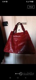 Borsa in vera pelle colore burgundy stampa cocco 