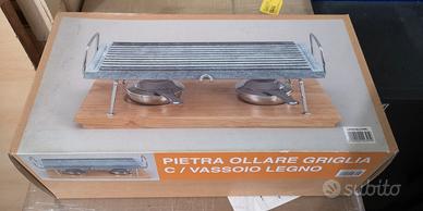 Pietra ollare per griglia grill/barbecue + vassoio