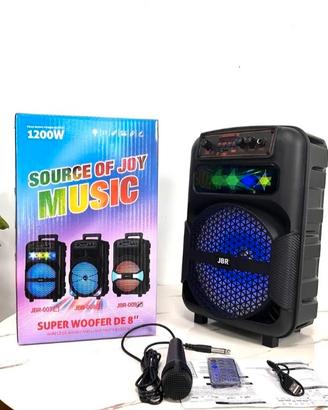 Cassa bluetooth portatile karaoke 1200 watt pmpo 